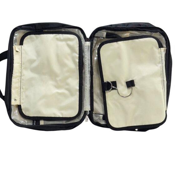 Findcozy Black Quilted Nylon Toiletry Bag Multiple Zipper Compartments Handles - Picture 9 of 14